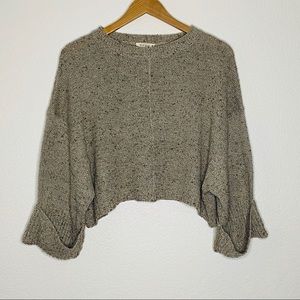 Illa Illa Tan Cropped Marled Sweater Size Medium